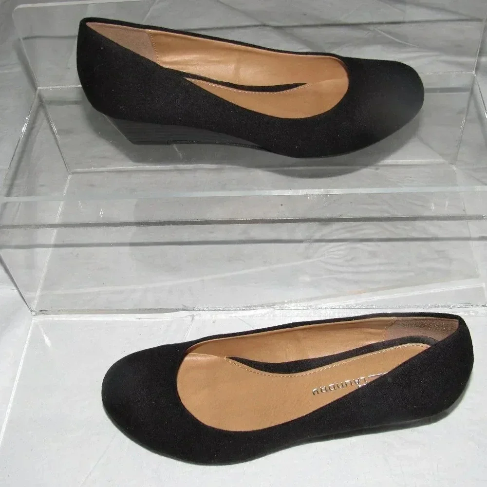 CL by LAUNDRY Marcie Black Wedge Pumps Shoes 6.5M
